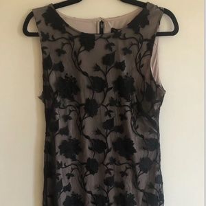 Donna Karen Black Lace Floral Sleeveless Dress Size 10